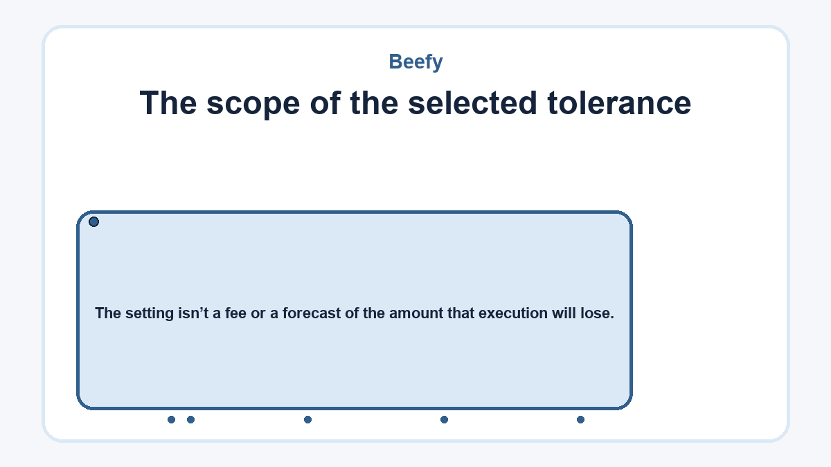 The scope of the selected tolerance: The setting isn’t a fee or a forecast of the amount that execution will lose.